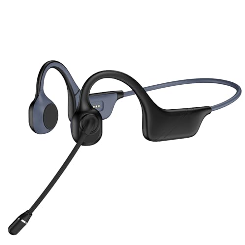 Image of Meetings Open-Ear Headphones with Rotatable Noise-Canceling Boom Mic, Bone Conduction Bluetooth 5.4 Headphones with One-Touch Mute&Magnetic Charging for All-Day Use,Perfect for Driving Learning(Gray)