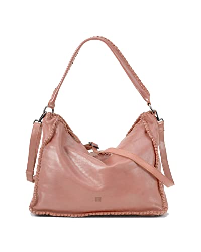 BIBA Bolso de Mujer de Cuero Genuino, Bolso Boho Heritage Winona WIN10L, Asa Corta, Cierre con Cremallera, Piel Bovina Legítima, Color Camel