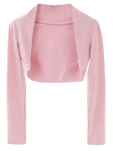 Happy Cherry Bolero Shrug for Kids Girls Ballet Dance Long Sleeve Cropped Cardigan Open Front Wrap Top Dress Cove Up Tops