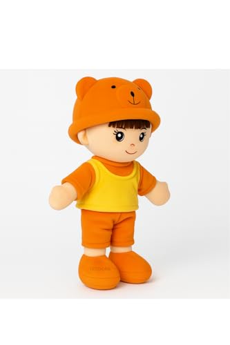 Image of Teddora Addie boy Soft Toy for Girls Boys Kids, Orange&Yellow Doll Plush Stuffed Baby Teddy Gift Birthday, 40 cm