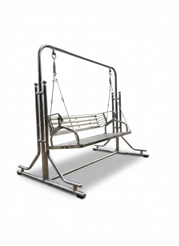 Image of Stainless Stainless Steel Indoor Swing Jhula - 3 Seater with Stand, 350 Kg Capacity, with Stand for Home & Balcony 124 Centimeters /140 Centimeters