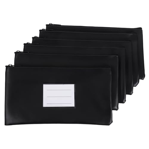 6Pcs Money Bags with Zipper Small Cash Storage Pouches for Coins and Documents Versatile Bank Bags with Card Slot for Organization for Office and Retail