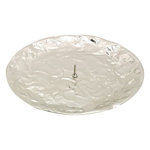 NKlaus Plato para Velas con pincho Ø 12,5cm latón niquelado Posavasos Brillante 10590