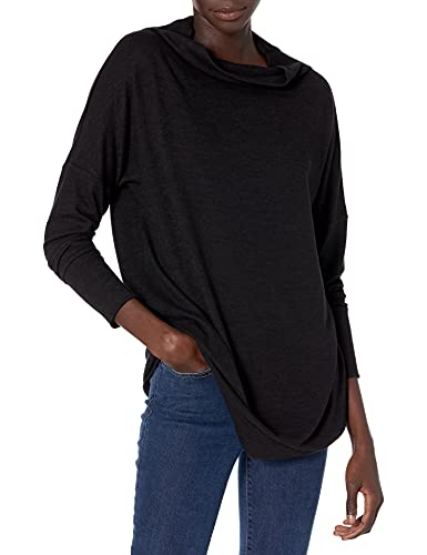 Amazon Brand - Daily Ritual Women's Cozy Knit Modern Funnel-Neck Tunic, Black,Small