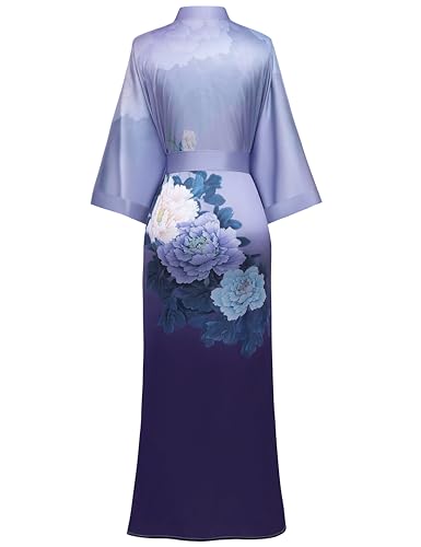 Image of PRODESIGN Kimono Robe for Women - Long Satin Sleepwear Silky Kimono Cover-Up Nightgown Japanese Bathrobe Loungewear Blouse