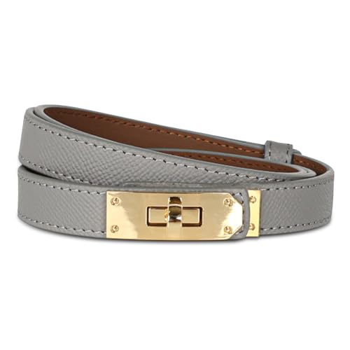 Image of Women's Fashion Classic Metal Buckle Leather Belt with Jeans Dress