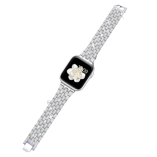 Bracelet en acier inoxydable à maillons ajustables et strass brillants pour montre 41mm 45mm