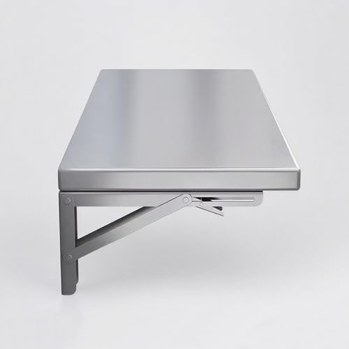LWJSOCP Mesa Plegable de Acero Inoxidable para Montaje en Pared, Escritorio de Cocina/Comedor Que Ahorra Espacio, Mesa de Trabajo Flotante para Ordenador en Espacios reducidos, Escritorio Plegable p