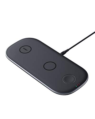 AUKEY Wireless Charging Station, 3-in-1 Qi Fast Charger for Apple Watch Series, AirPods