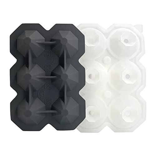 LIZHOUMIL Cubitera con 6 rejillas, forma de rombos con embudo, preparador de bolas de hielo de silicona para cócteles fríos, zumo casero, fácil extracción gris Cover