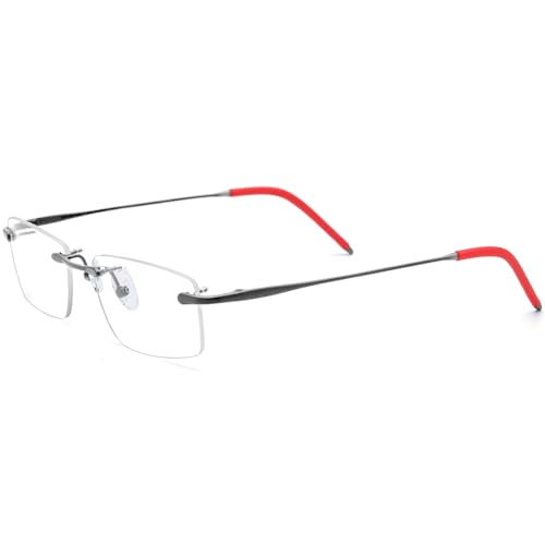 Image of Titanium Glasses Frame,Rimless Optical Eyewear Eyeglasses for Men and Women
