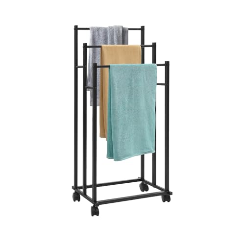 Porte-serviettes sur pied, porte-serviettes à 3 rails, porte-serviettes autoportant, salle de bain...