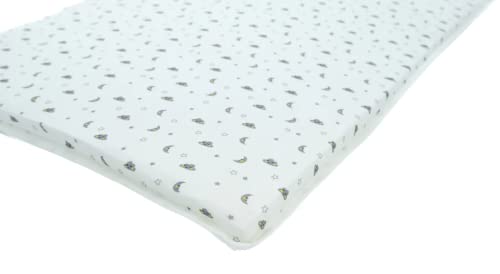 Image of Arm’s Reach Fitted Bassinet Sheets - Soft and Breathable Cotton and Polyester, Designed for Use with Mini, Clear-Vue, and Cambria Co-Sleeper Bedside Bassinet, Moon Pattern