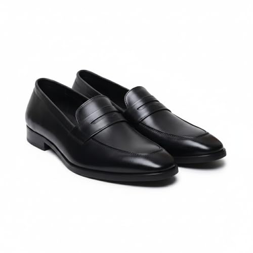 Image of HAYES LONDON Penny Loafers for Men | Genuine Leather Slip-on Shoes | Formal & Casual Comfort Footwear
