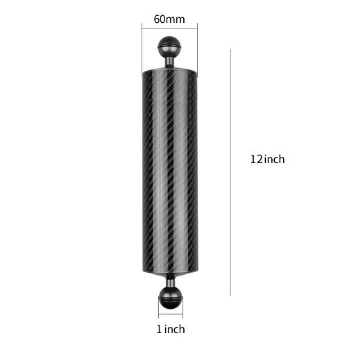 FEICHAO 2PCS D60mm 10/12 Zoll Auftrieb 447g / 550g Unterwassertauchfotografie Kohlefaserlampenarm Handheld 1 Zoll Doppelkugelkopf Verbesserte Version (12inch Black)
