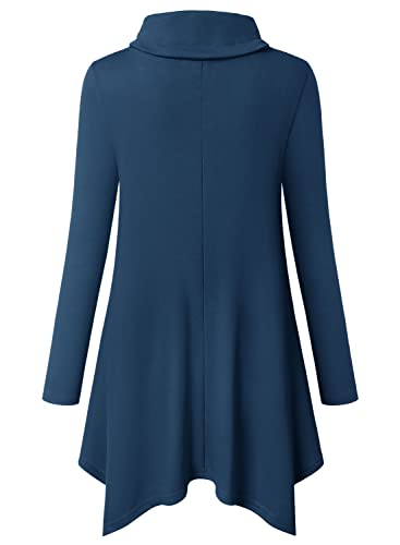 Image of Bulotus Womens Sweaters 2025 Winter Cowl Neck Long Asymmetrical Tunic Sweaters for Leggings Holiday Vacation Tops