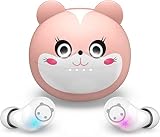 Instiwitt Kids Wireless Bluetooth Earbuds, Hi-Fi Stereo Bluetooth 5.1 Touch Headphones with Cartoon Charging Case for Small Ears Kids Adults, Pink Kitten