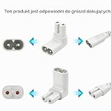 Powice 2 adaptery kątowe C7 na C8, wtyczka Euro, kątowa do 90 stopni, gniazdo IEC C7, kabel zasilający, 2-biegunowy, C8, męski do C7, żeński, przedłużacz, adapter zasilający do laptopów, drukarek