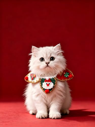 Corona de Navidad de ganchillo hecha a mano, collar exclusivo YuanFl para gatos elegantes 3