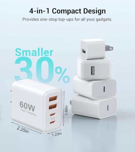 60W Fast Charger Block, 2 Pack, 2USB A+2USB C (30W+30W) Wall Charger. - image 7