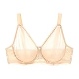 BIMEI See-Thru Pocket Bra with Underwire for Silicone Breastforms Crossdress Pocketed Back Holds Breast Forms (38C, Beige)
