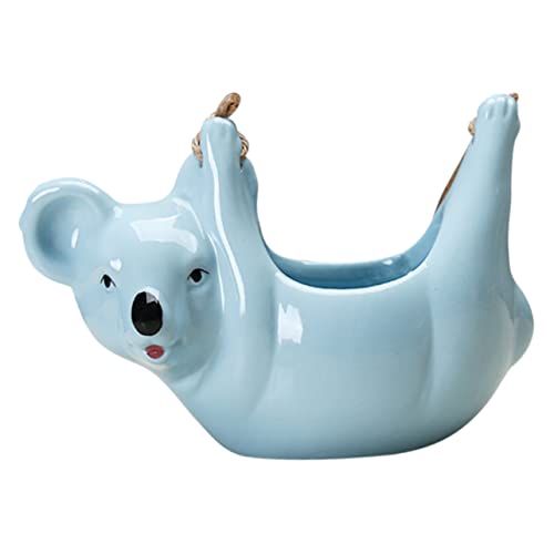 Milisten Maceta De Cerámica Forma De Koala Creativa Hogar Oficina Azul para Macetas Carnosas
