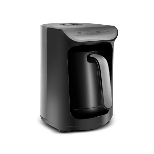 KARACA Hatır Köz Milky - Turkish Coffee Machine 535W 5 Cups Capacity Electric Turkish Coffee Pot for Hot Coffees and Milk-Based Drinks Audio Alert & Automatic Shut-Off System - Galaxy Grey