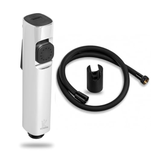 Image of Aura Dual Flow Health Faucet | India's First Silicone Hose with Brass nut | Soft & High Pressure Jet Spray | ABS Rust-Free Toilet Spray (Chrome Finish) (Black)