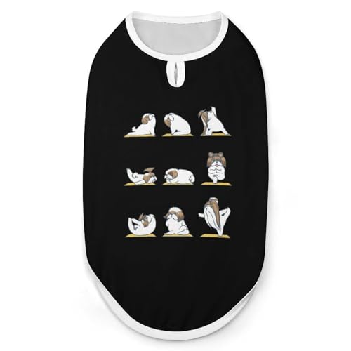 ペット服 シーズーのヨガ 犬柄 犬服 ペットウェア Tシャツ パーカー 袖なし 犬の服 タンクトップ タンクトップ クールベスト 通気性 ファッション S-2XL