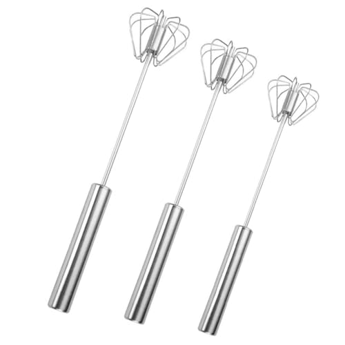 Ruuizksa Press and Rotate Semi-Automatic Egg Beater Household Manual Stainless Steel Egg Beater Easy Install Easy to Use