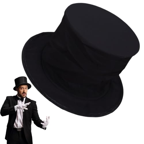Sombrero Mago - Disfraz de tapones para cosplay | Sombrero bowler negro adulto, sombrero bowler negro adulto con acabado de terciopelo, sombrero de primavera mago vestir de cilindro para la fiesta del