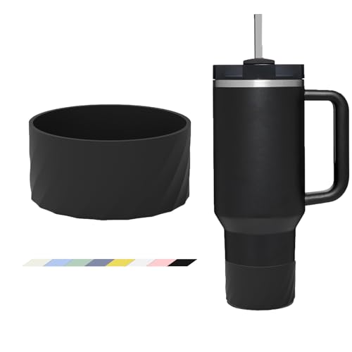 MORIBOX Silicone Water Bottle Boot Protective Silicone Boot for 12oz - 40oz Hydroflask&Stanley Cup Accessories, BPA Free Anti-Slip Tumbler Bottom Sleeve Cover Black