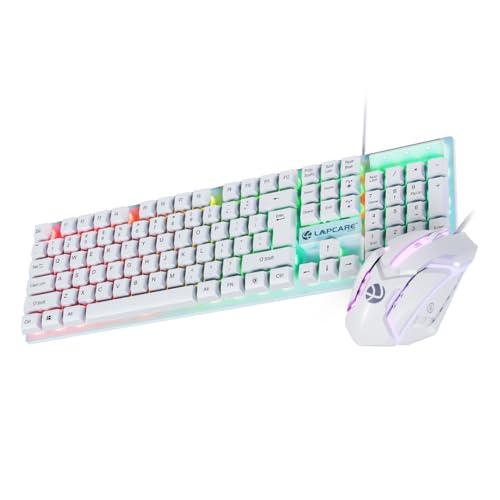 Lapcare Rapido Wired Gaming Keyboard and Mouse Combo, White - Image 2