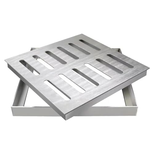 Rejilla de Drenaje de Acero Inoxidable 304 con Marco,Rejilla de Rejillas de alcantarillado cuadradas,Colador de Drenaje de Piso de Garaje, Lavabo de Drenaje de canalón de jardín