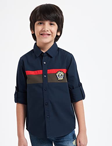 Image of Amazon Brand - Jam & Honey Boy's Regular Shirt (JH-NAU-SHR-02 Navy 3 6-7 Years)