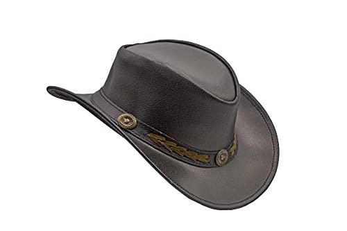 Image of HADZAM Leather Cowboy hat Shapeable into Outback hat, Australian Hats for Men & Women