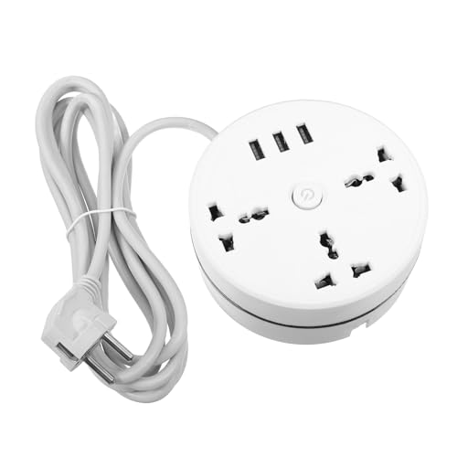 jojofuny Multifunktionale mit USB Anschlüssen Kabel Überlast Überspannungsschutz Hitzebeständig Weiß Tragbar für Büro und Camping EU Stecker 220V