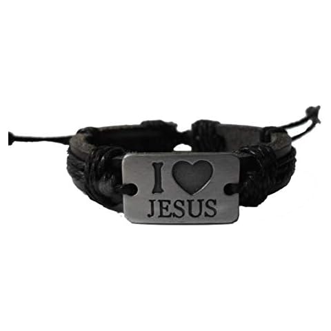 4030046a I Love Jesus Leather Bracelet Christian Religious Scripture Inspirational Cover