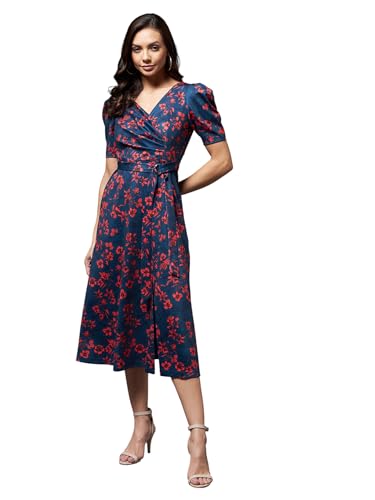 Image of Miss Chase Women's Comfortable Round Neck Sleeveless Striped Midi Bodycon Dress with Zipper