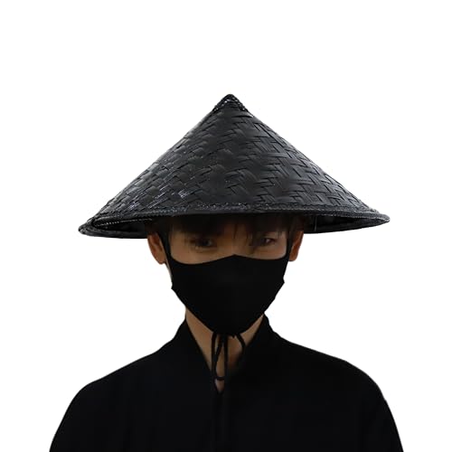 xihexi Black Handmade Samurai Bamboo Hat Cosplay Hat (14.2