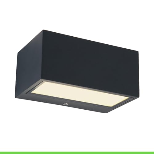 LED-Außenwandleuchte GEMINI, moderne Wandlampe aus Aluminium in Anthrazit, Wandleuchte,10,5 Watt, 700 Lumen, Lichtfarbe 3000 Kelvin, eckige Außenleuchte m. Up&Down-Effekt,wetterfeste Außenlampe