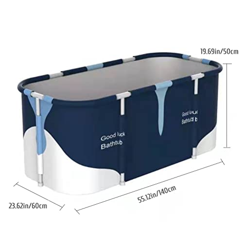 HWGING Faltbare Badewanne,140x60CM Mobile Tragbare Badewanne Faltbare Badewanne,Tragbarer Badewanne Faltwanne Eimer Kit Einweichen Stehende Badewanne Familie Badezimmer SPA Badewanne (Dunkelblau)