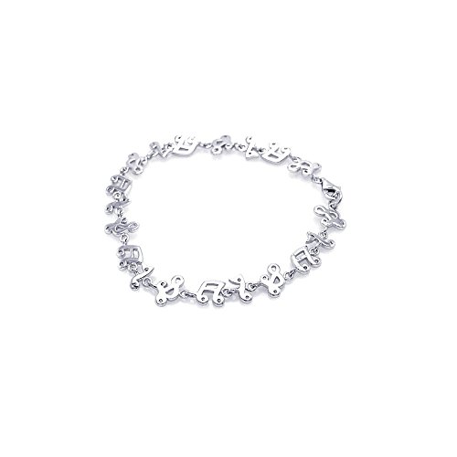CloseoutWarehouse Rhodium Plated Sterling Silver Music Notes Tennis Bracelet