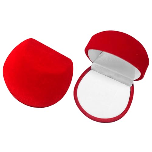 Estojo Porta Alianças em Veludo Vermelho, Caixinha para Anel e Joias, com Forro Branco Protetor