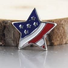 My Prime Gifts Interchangeable 18-20mm Snap Jewelry Enamel USA America Flag Star fits 18-20 Snap