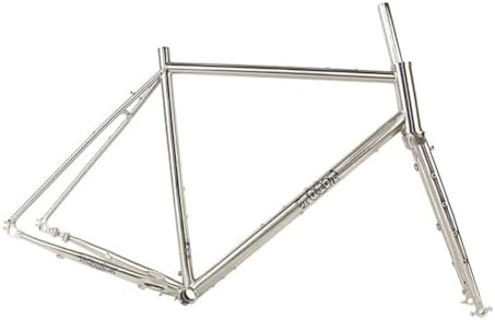 700C Road Bike Frameset 48 51 54 56 58cm Disc Brake Frame Cr-Mo Steel Cyclocross Bike Frame with Fork Thru Axle Frame 100/142mm BSA BB68mm External Routing(Titanium,51cm)