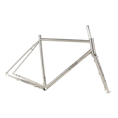 BSFHQS 700C Road Bike Frameset 48 51 54 56 58cm Disc Brake Frame Cr-Mo Steel Cyclocross Bike Frame with Fork Thru Axle Frame 100/142mm BSA BB68mm External Routing(Titanium,51cm)
