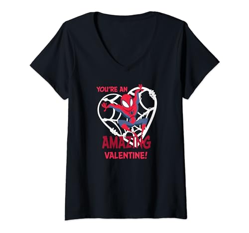 Spider-Man Valentine T-shirt romantique col en V le cadeau parfait pour lui