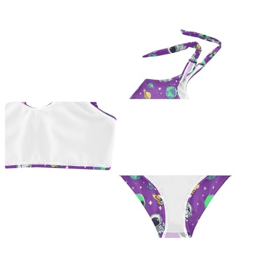 Image of Wusikd Pink Bows Girls Swimsuits Two Piece Hearts Ribbons Swimwear Bikini Set for for Girls Size 11-12T