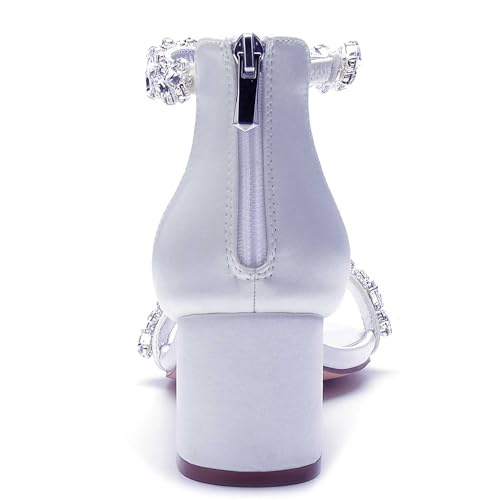 TarfiC High Heels for Women/Chunky Heels Zipper Round Toe Rhinestones Open Toe Pump Shoes,Party Wedding Fashion Shoes,Gifts for Women3